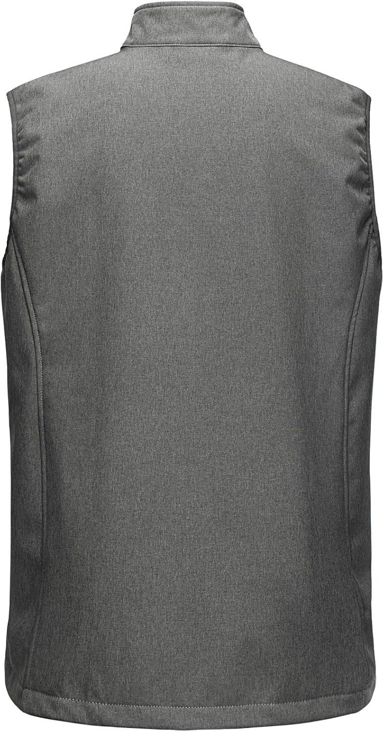 Outdoor Ventures Men’s Running Vest Outerwear, Lightweight Windproof Fleece-Lined Softshell Sleeveless Jacket for Golf(Dark Alloy-7 Pockets)