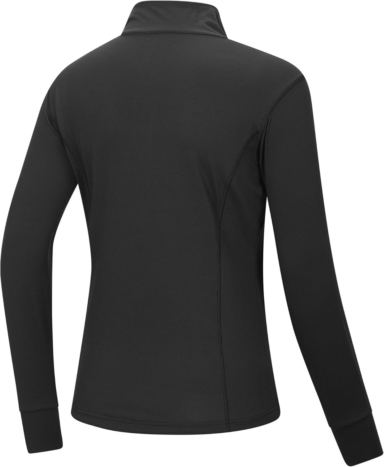 Outdoor Ventures Women’s Full Zip Up Athletic Jacket Lightweight Workout Running Jacket with Pockets for Hiking Yoga Gym(Black)