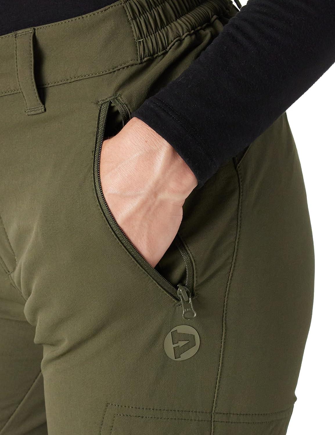 Outdoor Ventures Women’s Cargo Hiking Pants, Quick Dry Stretchy Roll Up Outdoor Pants for Camping, Golf, Fishing(Green)