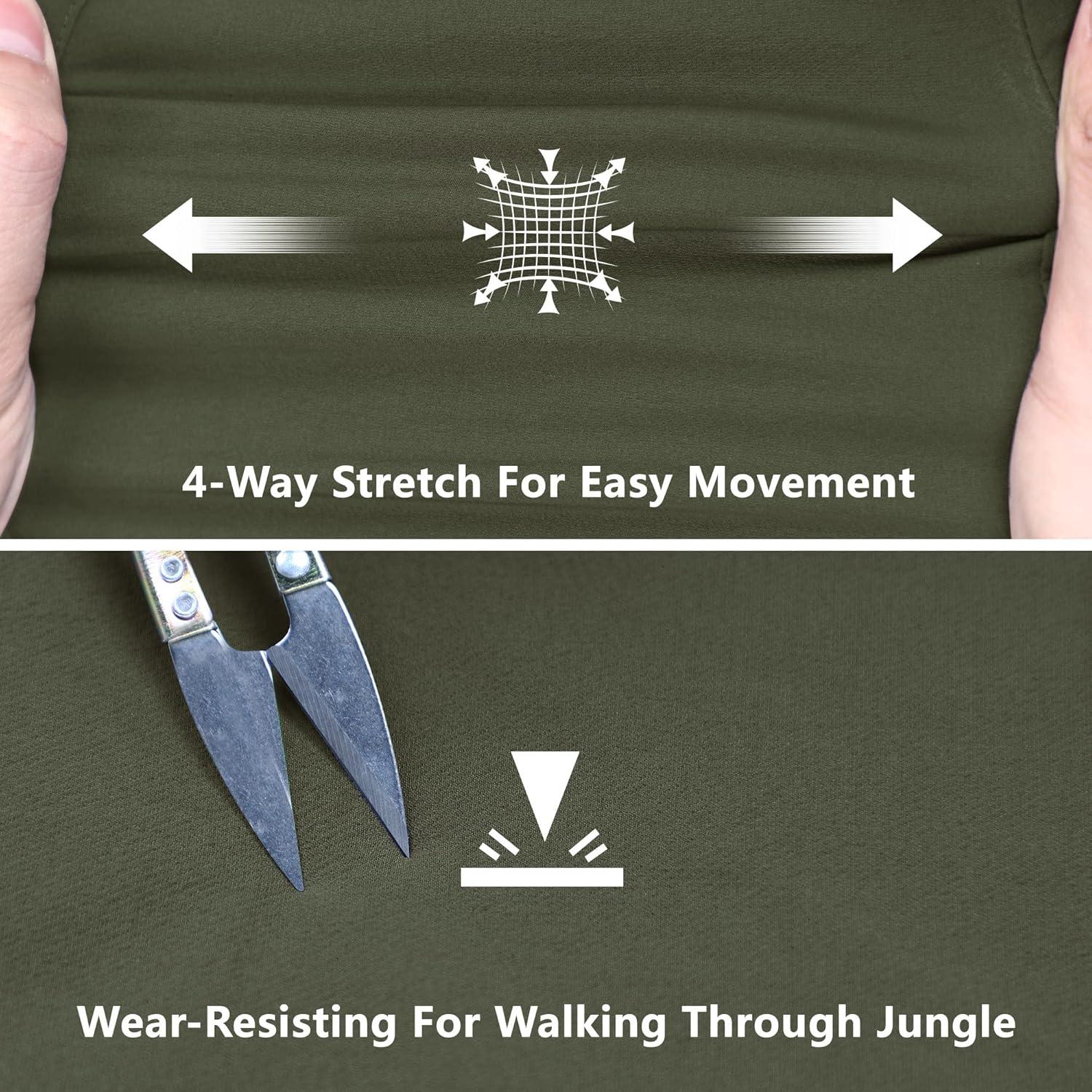 Outdoor Ventures Women’s Cargo Hiking Pants, Quick Dry Stretchy Roll Up Outdoor Pants for Camping, Golf, Fishing(Green)