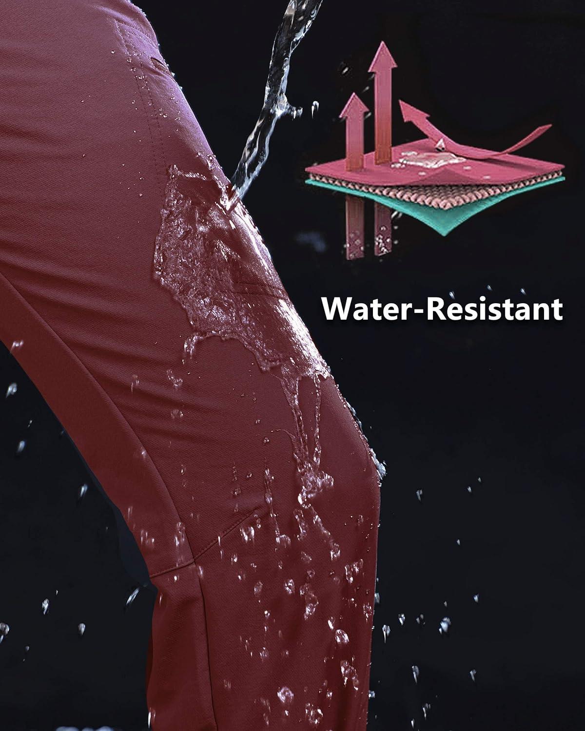 Outdoor Ventures Women’s Cargo Hiking Pants, Quick Dry Stretchy Roll Up Outdoor Pants for Camping, Golf, Fishing(Red)