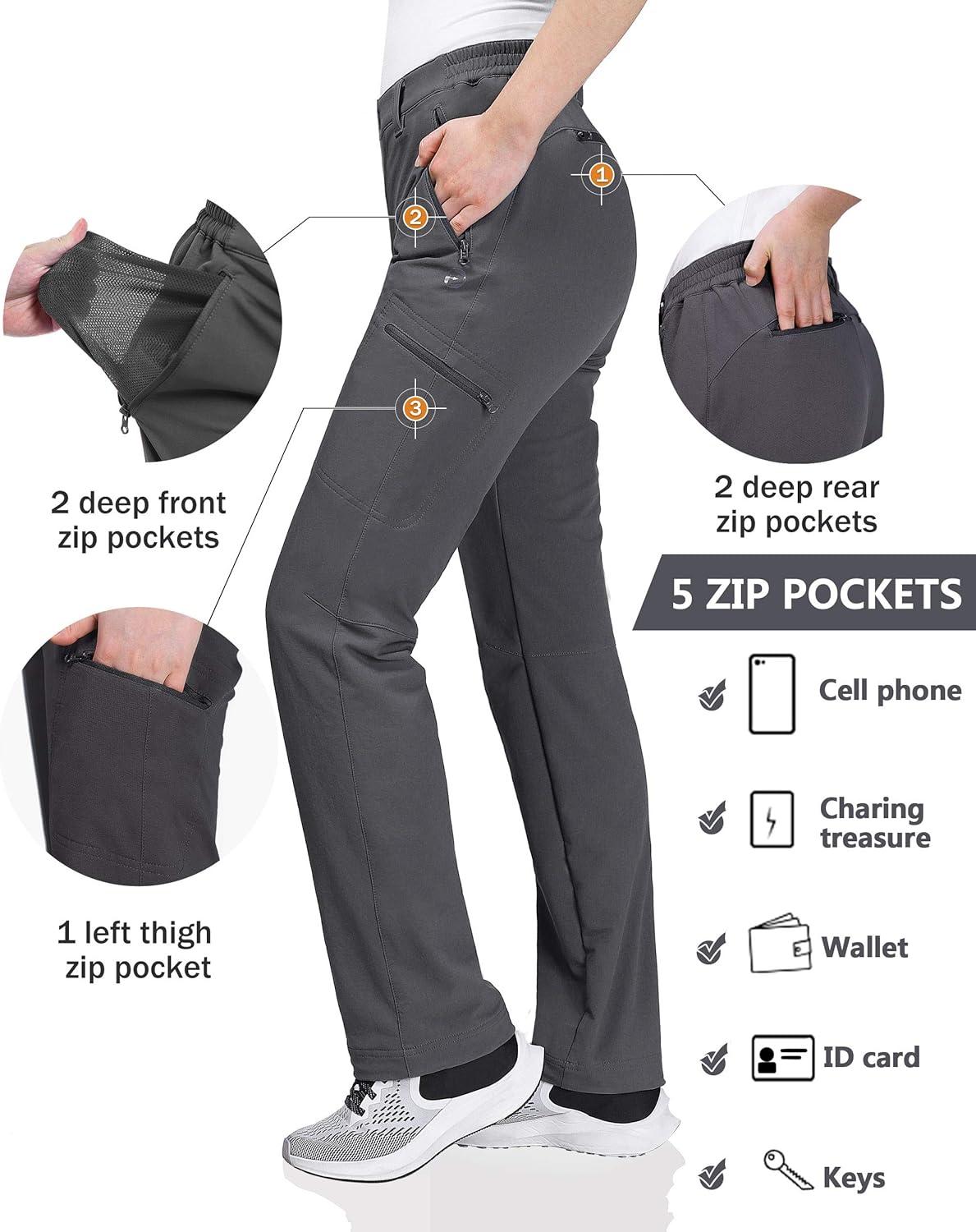 Outdoor Ventures Women’s Cargo Hiking Pants, Quick Dry Stretchy Roll Up Outdoor Pants for Camping, Golf, Fishing(Dark Grey)