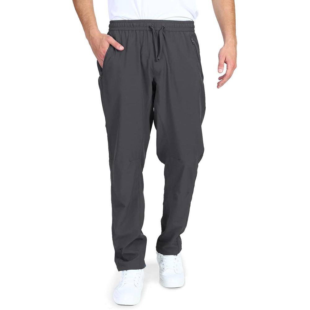 Outdoor Ventures Men’s Summer Jogger Sweatpants Lightweight Water Resistant Active Casual Hiking Pants for Workout Gym Running Sport Dark Brown