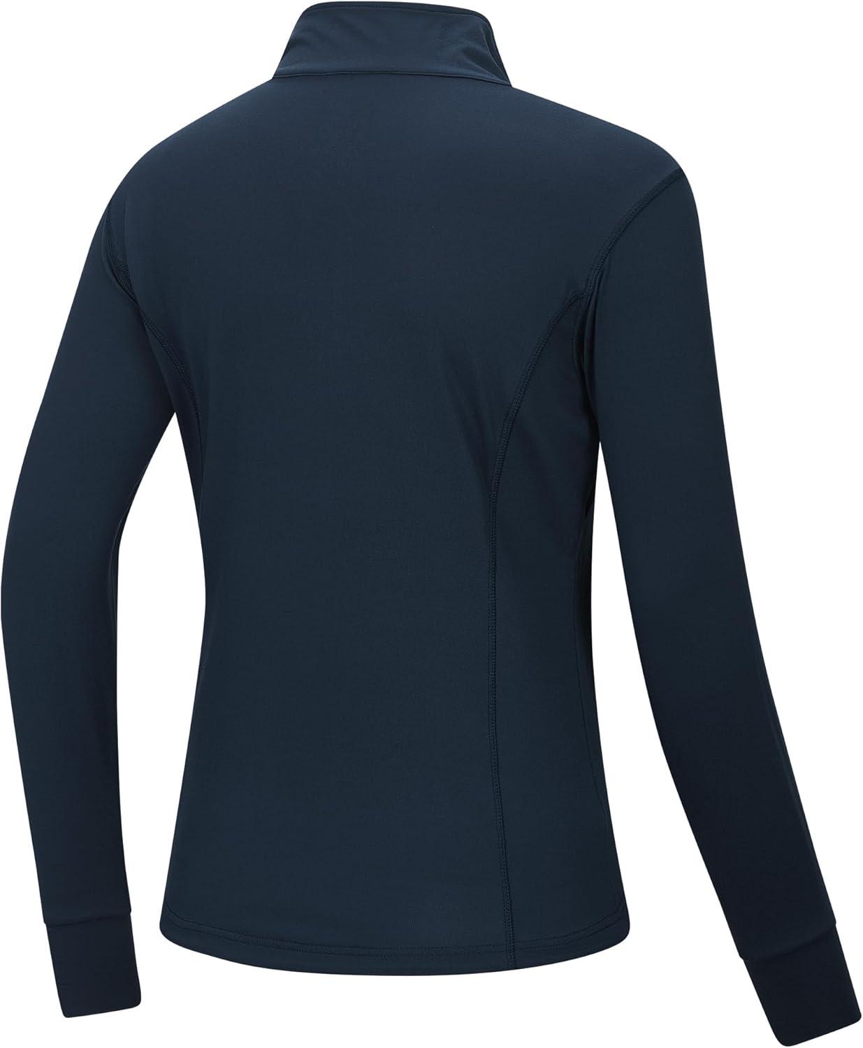 Outdoor Ventures Women’s Full Zip Up Athletic Jacket Lightweight Workout Running Jacket with Pockets for Hiking Yoga Gym(Navy Blue)