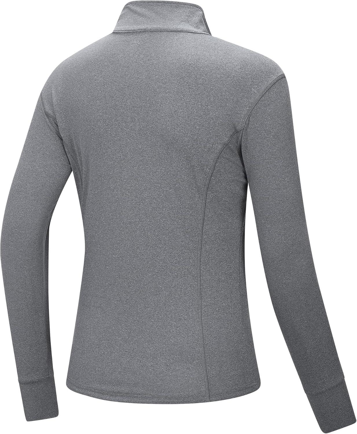 Outdoor Ventures Women’s Full Zip Up Athletic Jacket Lightweight Workout Running Jacket with Pockets for Hiking Yoga Gym(Light Grey Heather)